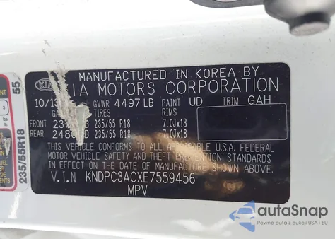 2014 Kia Sportage Ex z USA, uszkodzony, nr VIN KNDPC3ACXE7559456